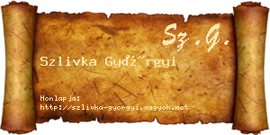 Szlivka Györgyi névjegykártya