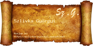 Szlivka Györgyi névjegykártya